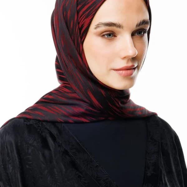 Selis Desen Çift Taraflı Şal Siyah - Bordo