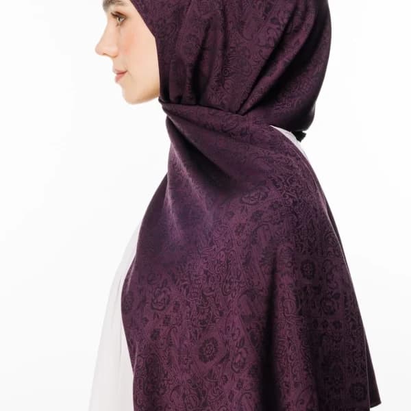 Henna Desen Çift Taraflı Şal Mor - Siyah
