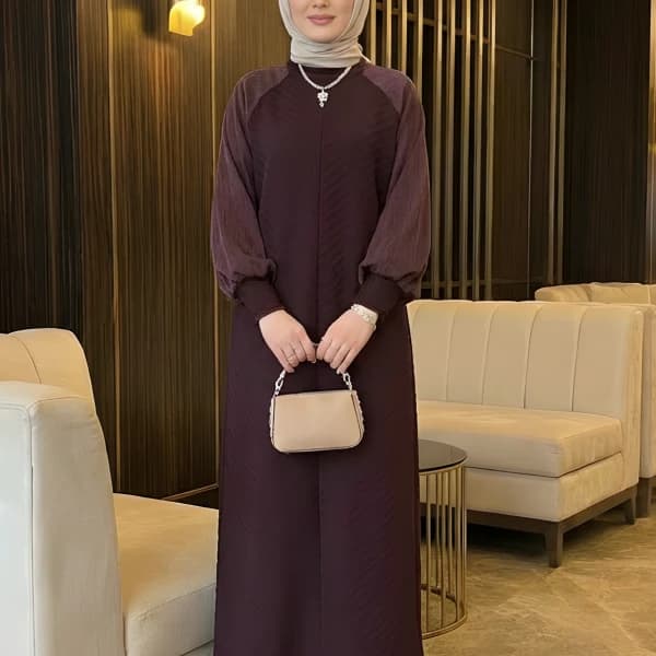Özel Tasarım İpek Cupra Alya Elbise - Kahverengi